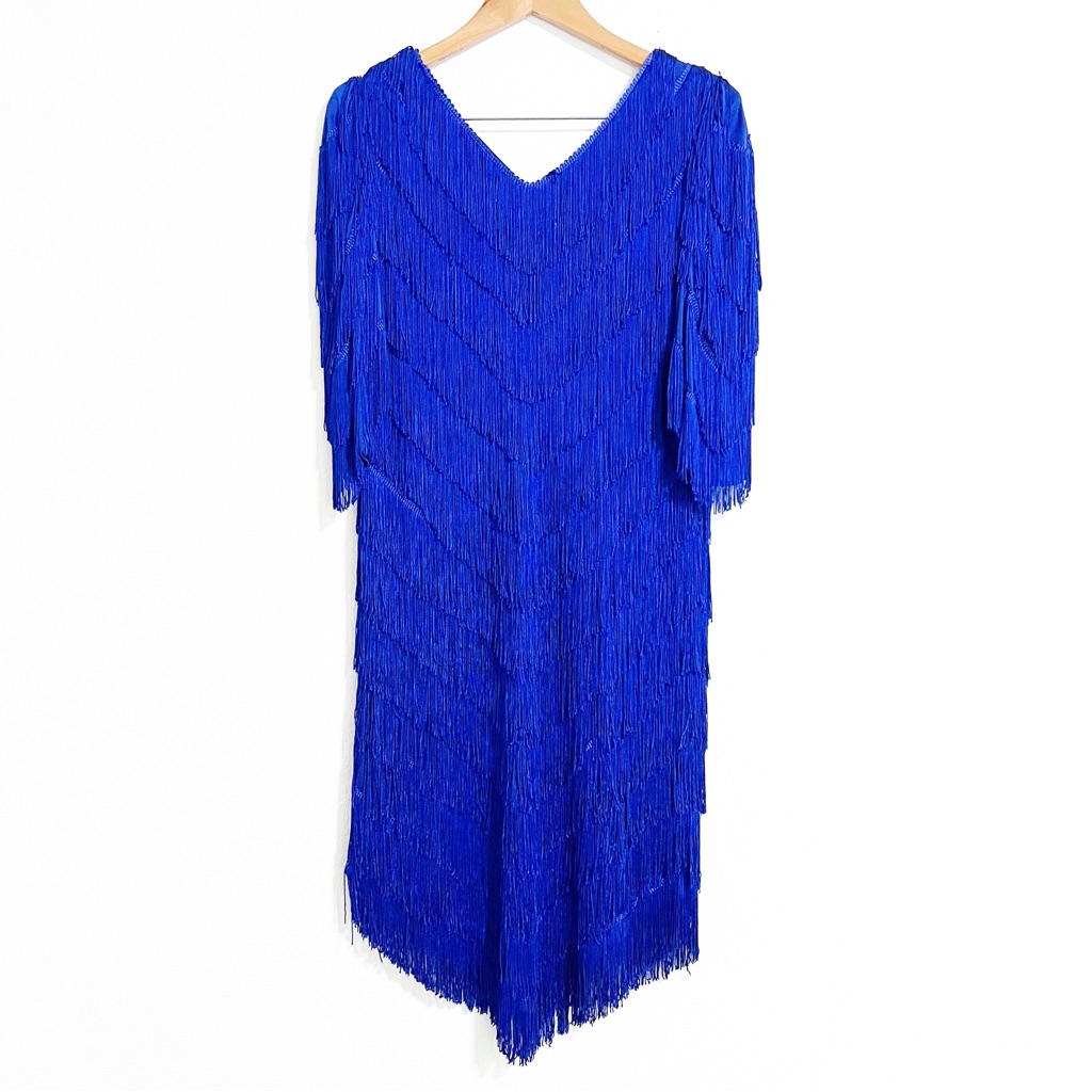 Vintage 80s Nightworks Fringe Midi Dress